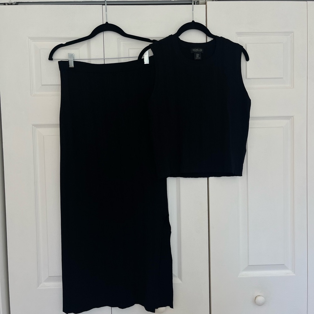 Black Ribbed Skirt and Top Set